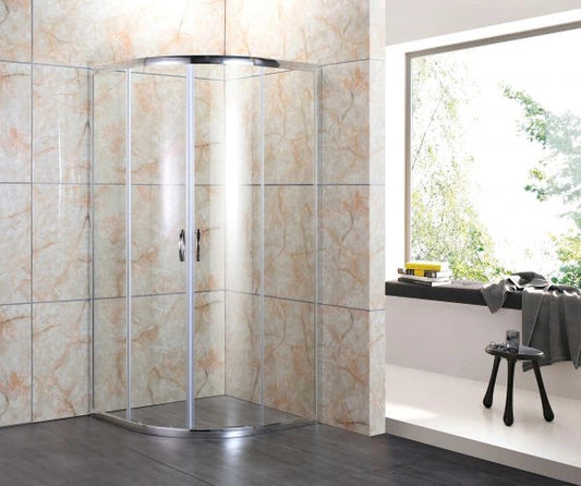 Semicircolare Vetro Trasparente Anticalcare Temperato 4 MM Apertura Angolare Doppio Scorrevole 80x80